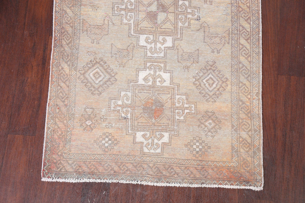 Antique Muted Runner Shiraz Persian Rug 3x13