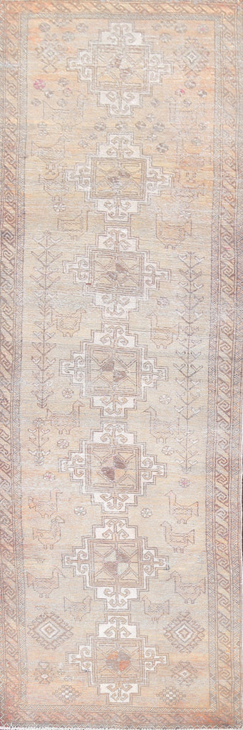 Antique Muted Runner Shiraz Persian Rug 3x13