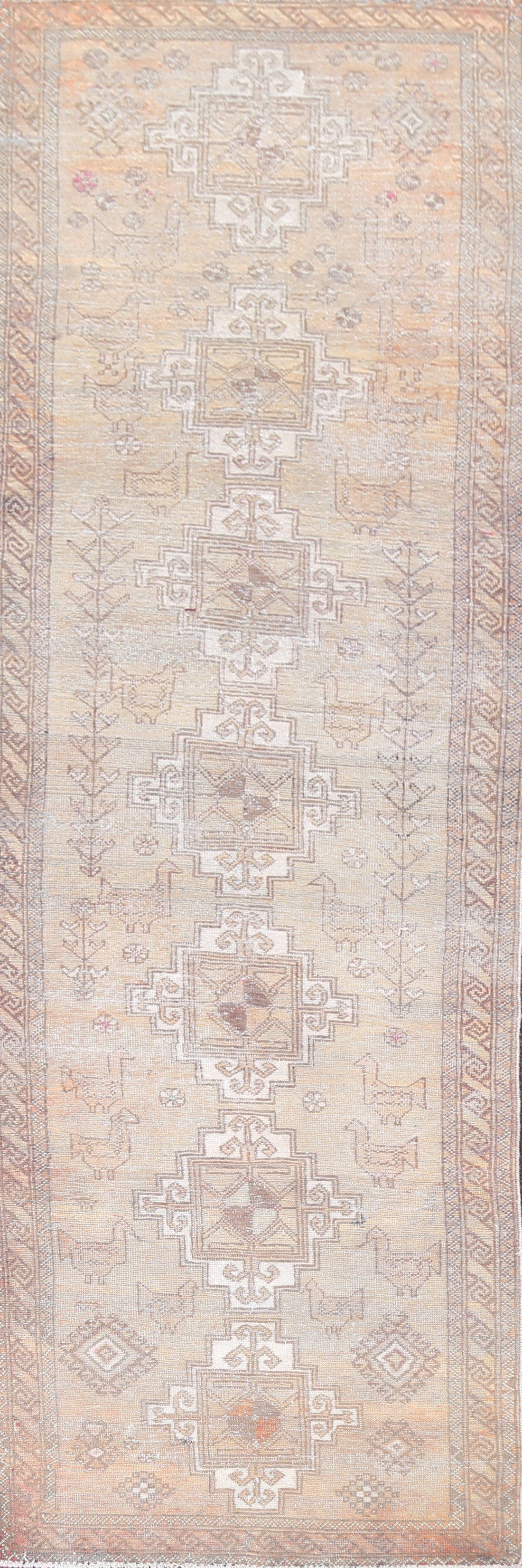 Antique Muted Runner Shiraz Persian Rug 3x13