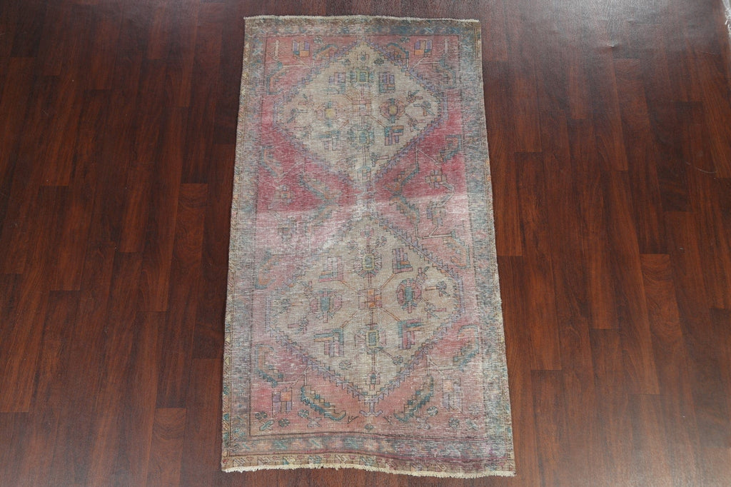 Antique Distressed Ardebil Persian Wool Rug 4x7