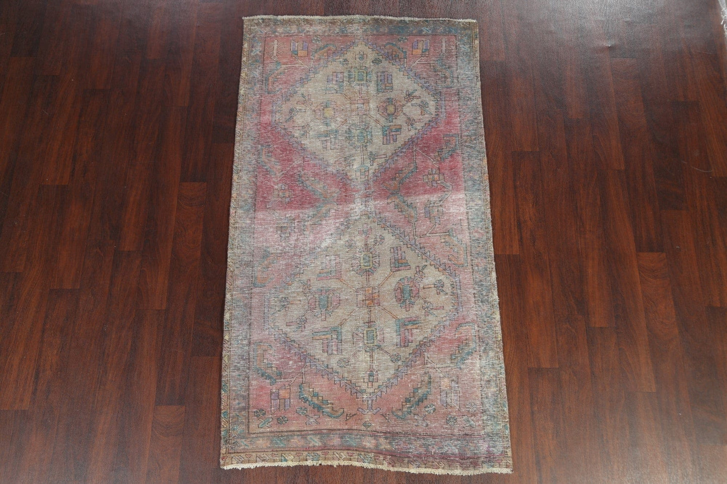 Antique Distressed Ardebil Persian Wool Rug 4x7