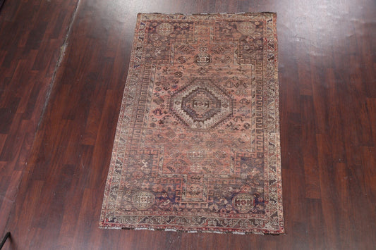 Pre-1900 Antique Vegetable Dye Qashqai Persian 5x8 Rug