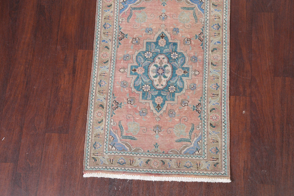 Vintage Tabriz Persian Runner Rug 3x8