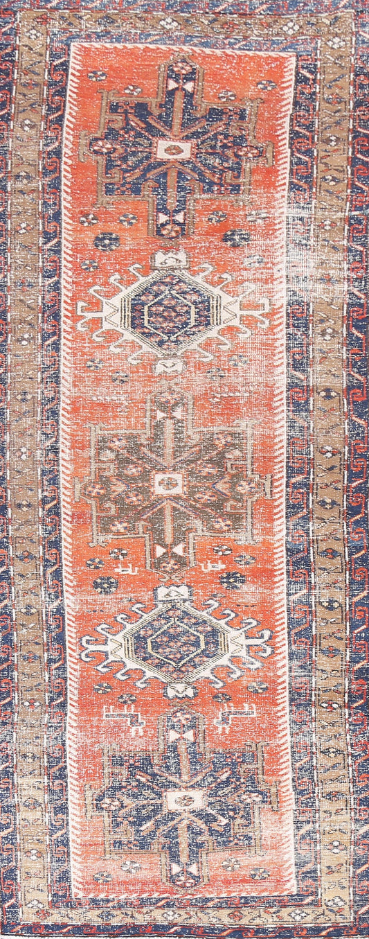 Distressed Heriz Persian Handmade Rug 4x11