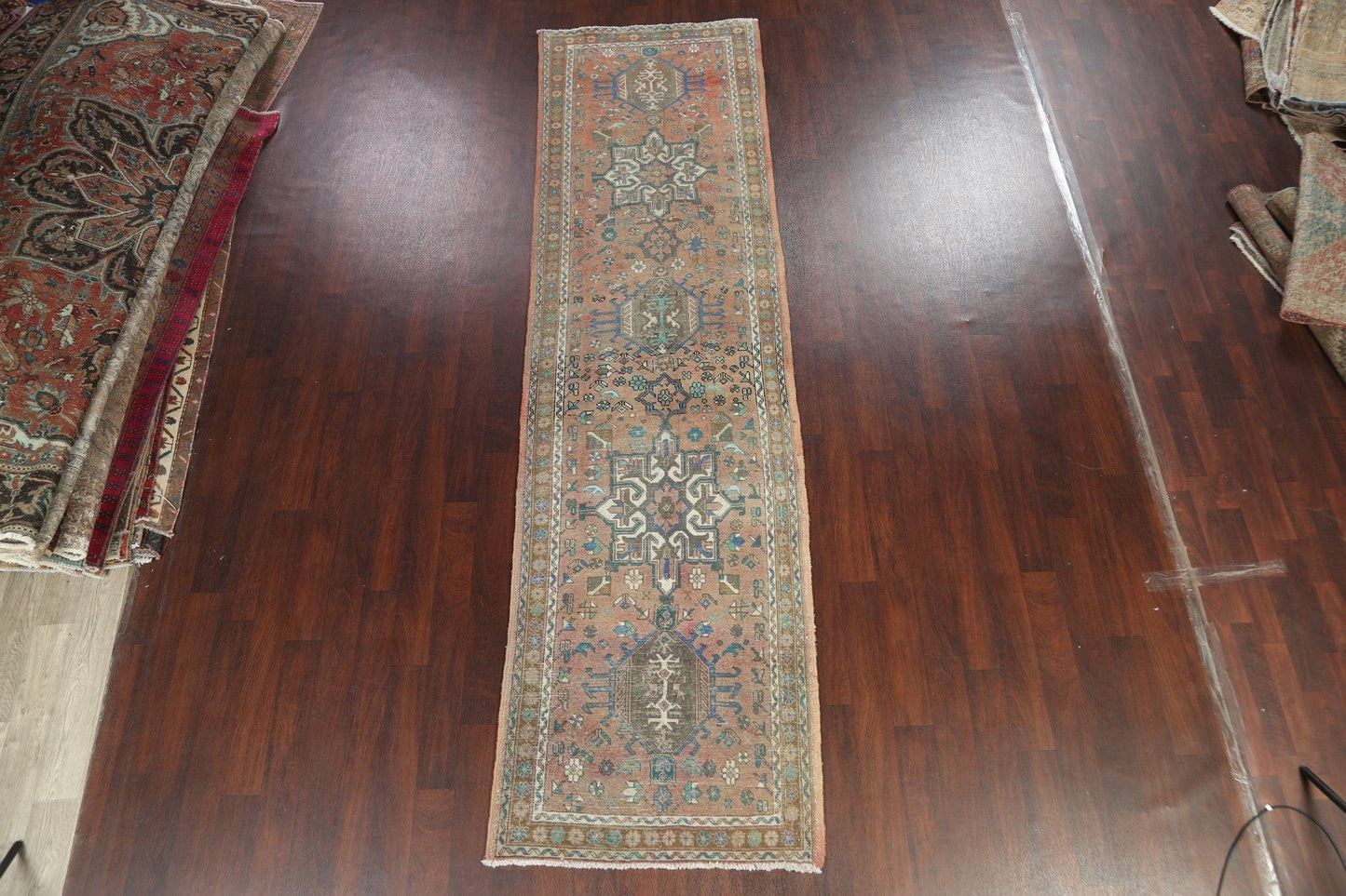 Distressed Heriz Serapi Persian Runner Rug 3x13