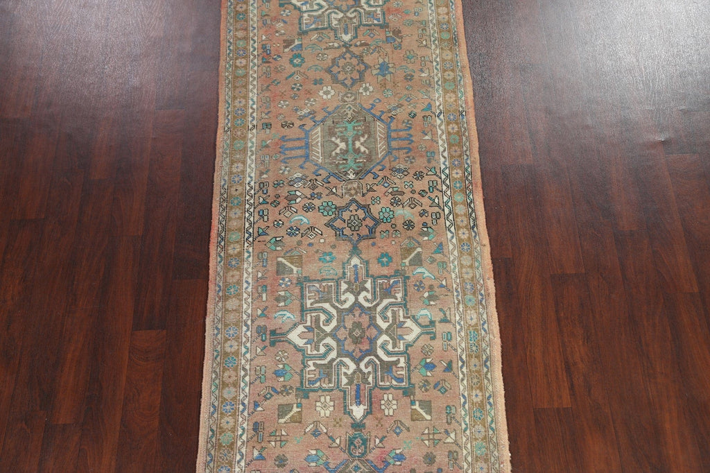 Distressed Heriz Serapi Persian Runner Rug 3x13