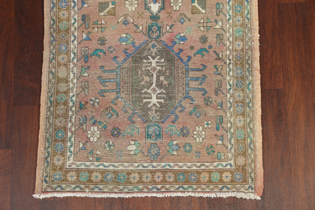 Distressed Heriz Serapi Persian Runner Rug 3x13