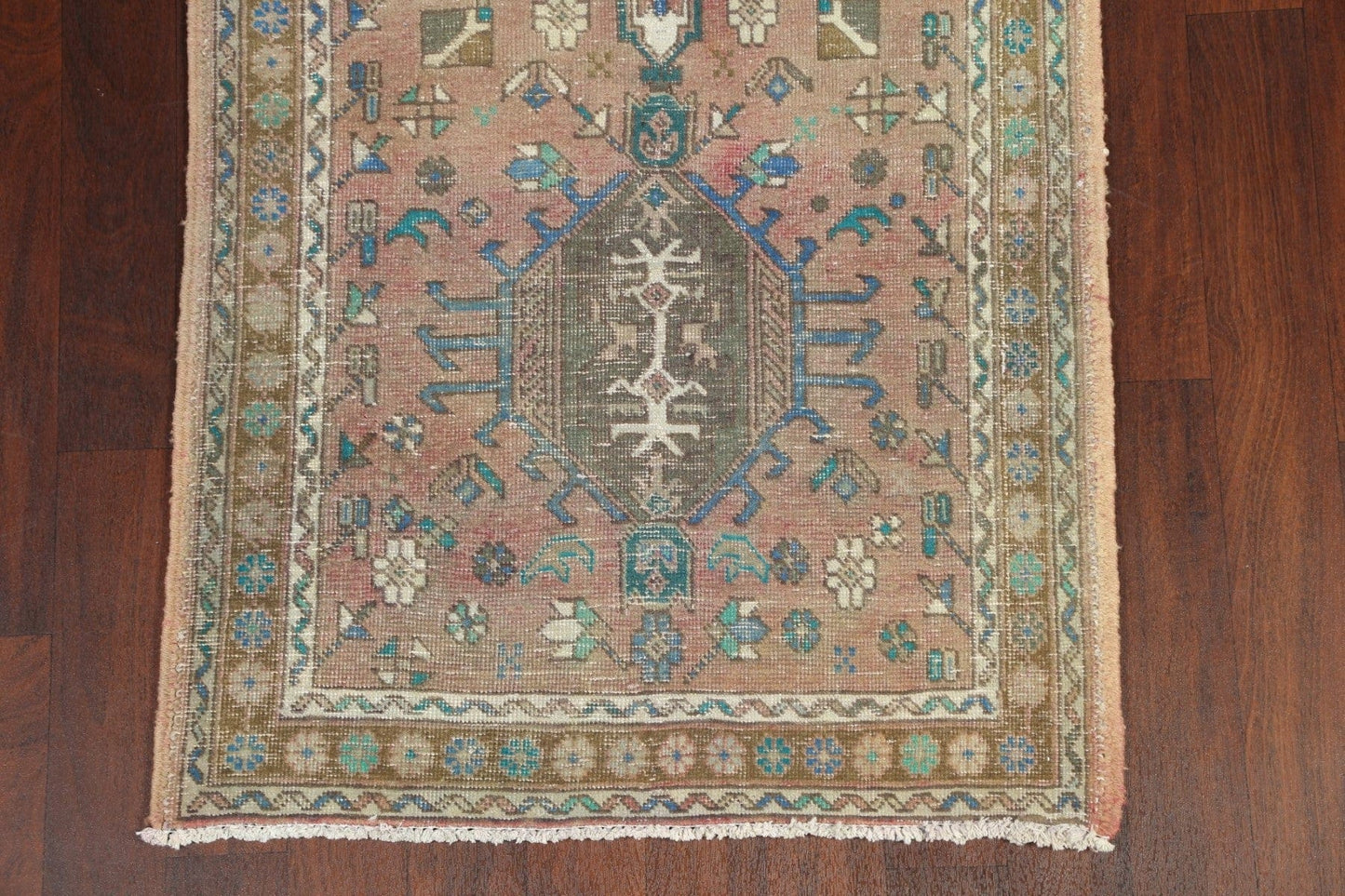 Distressed Heriz Serapi Persian Runner Rug 3x13