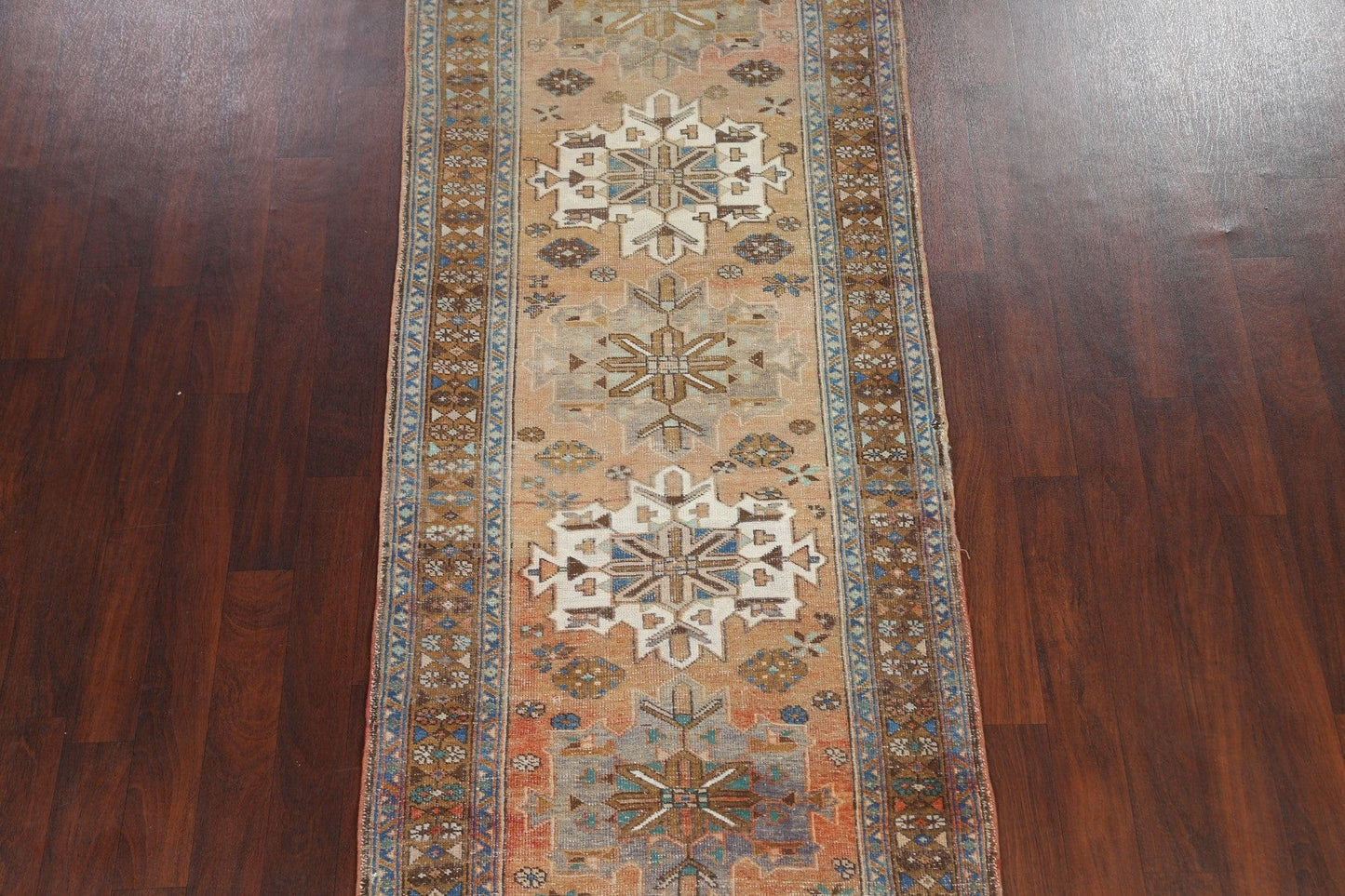 Antique Handmade Heriz Persian Runner Rug 4x11