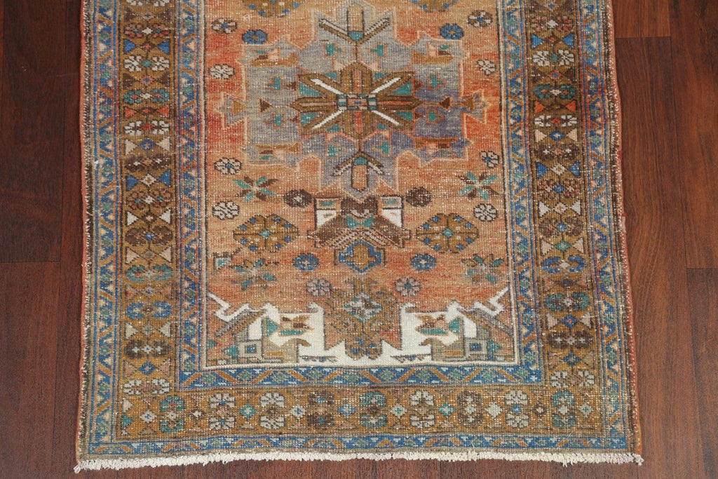 Antique Handmade Heriz Persian Runner Rug 4x11