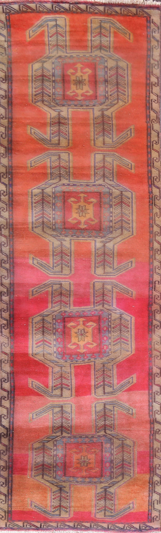 Vintage Runner Ardebil Persian Wool 3x10 Rug