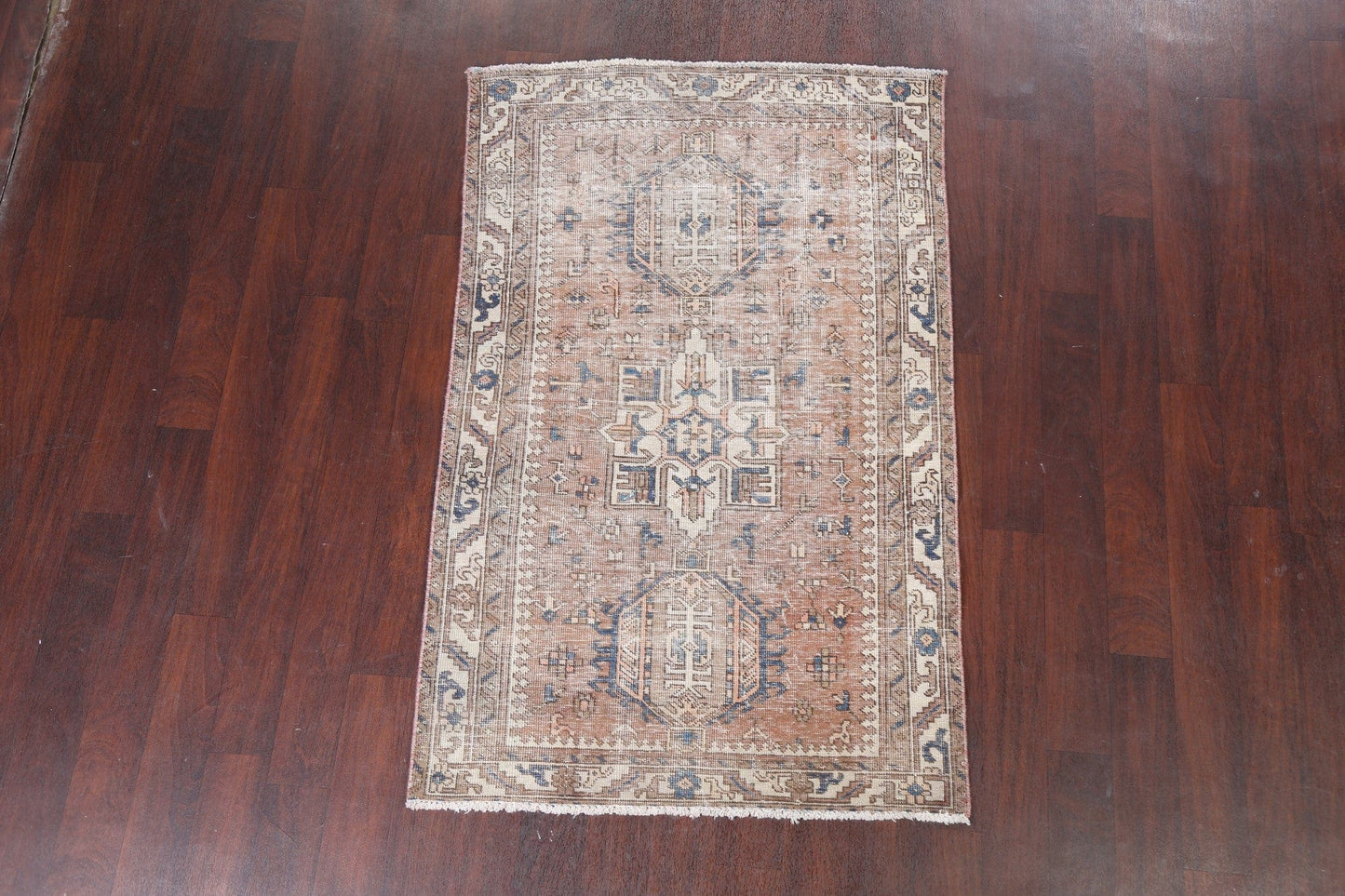 Antique Distressed Heriz Persian Area Rug 4x6