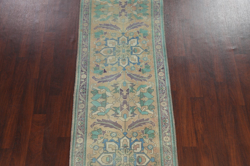 Distressed Tabriz Persian Runner Rug 3x12