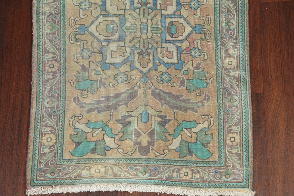 Distressed Tabriz Persian Runner Rug 3x12