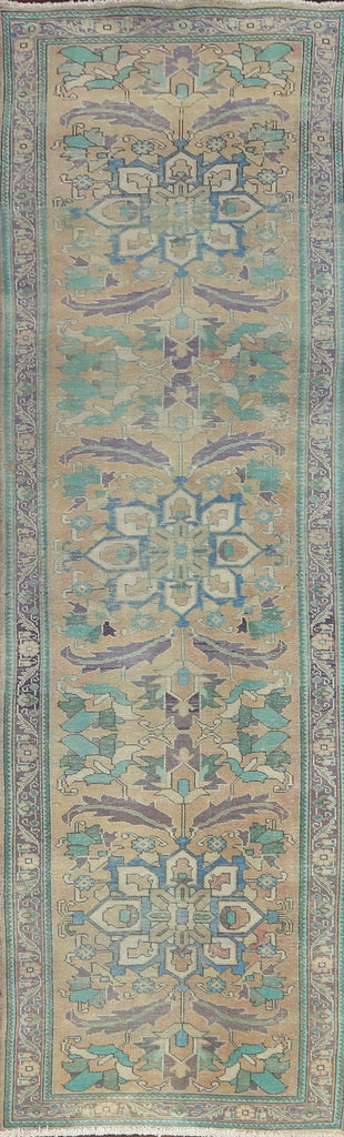 Distressed Tabriz Persian Runner Rug 3x12