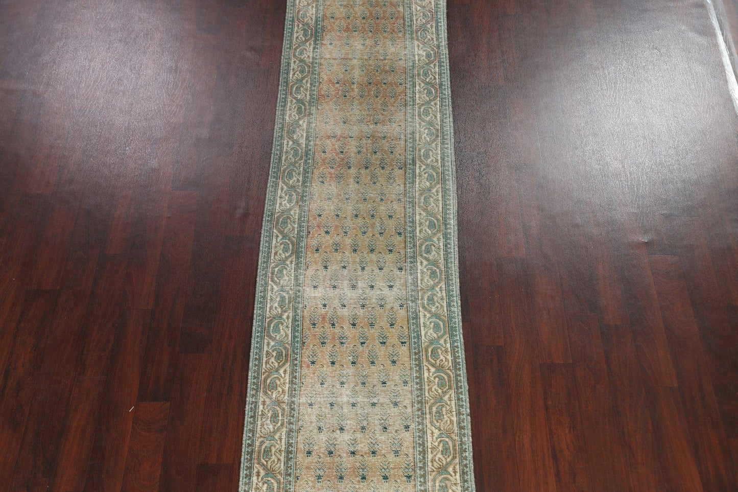 Distressed Tabriz Persian Runner Rug 3x16