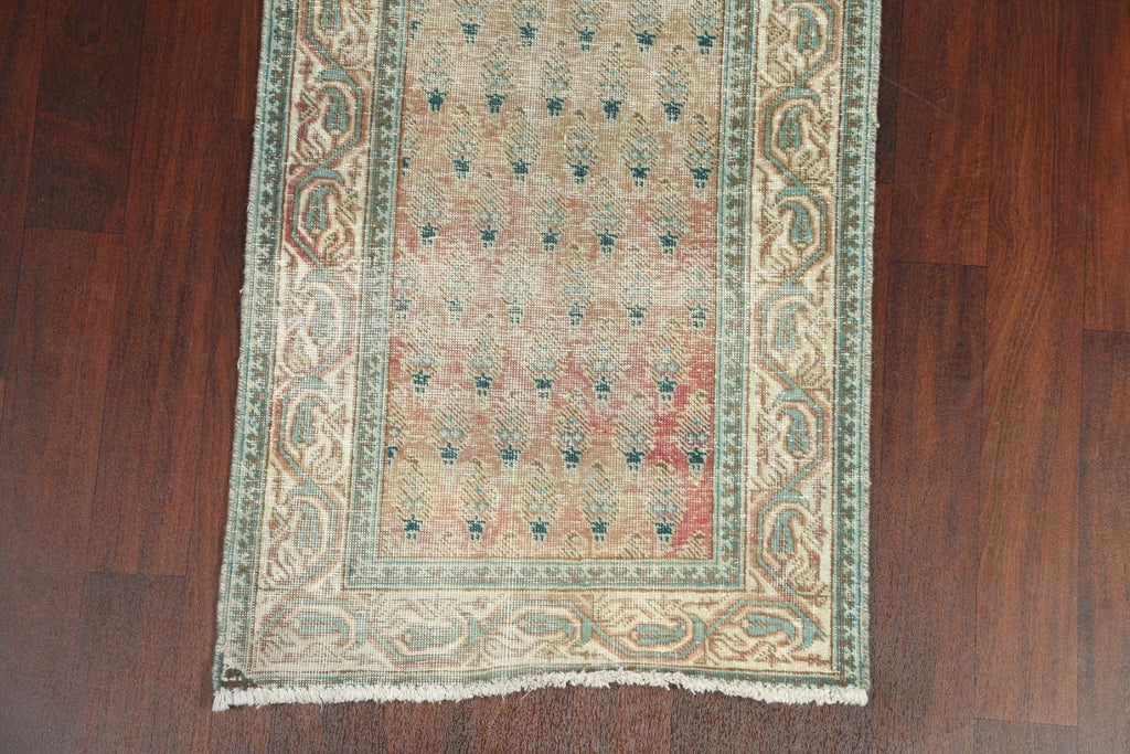 Distressed Tabriz Persian Runner Rug 3x16