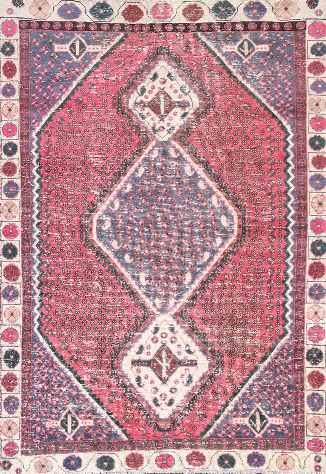 Distressed Shiraz Persian Area Rug 4x6