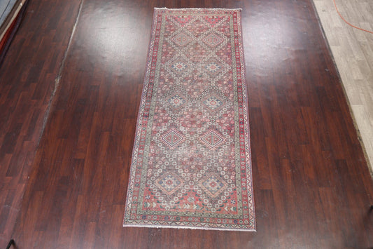 Distressed Tabriz Persian Runner Rug 4x10