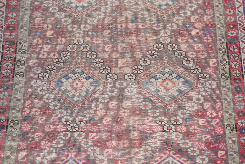 Distressed Tabriz Persian Runner Rug 4x10