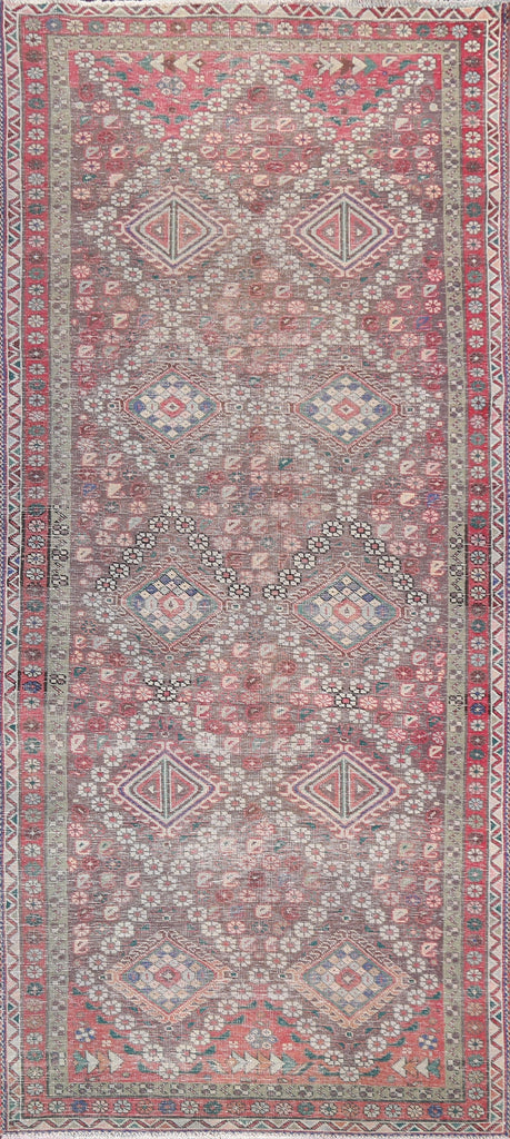 Distressed Tabriz Persian Runner Rug 4x10