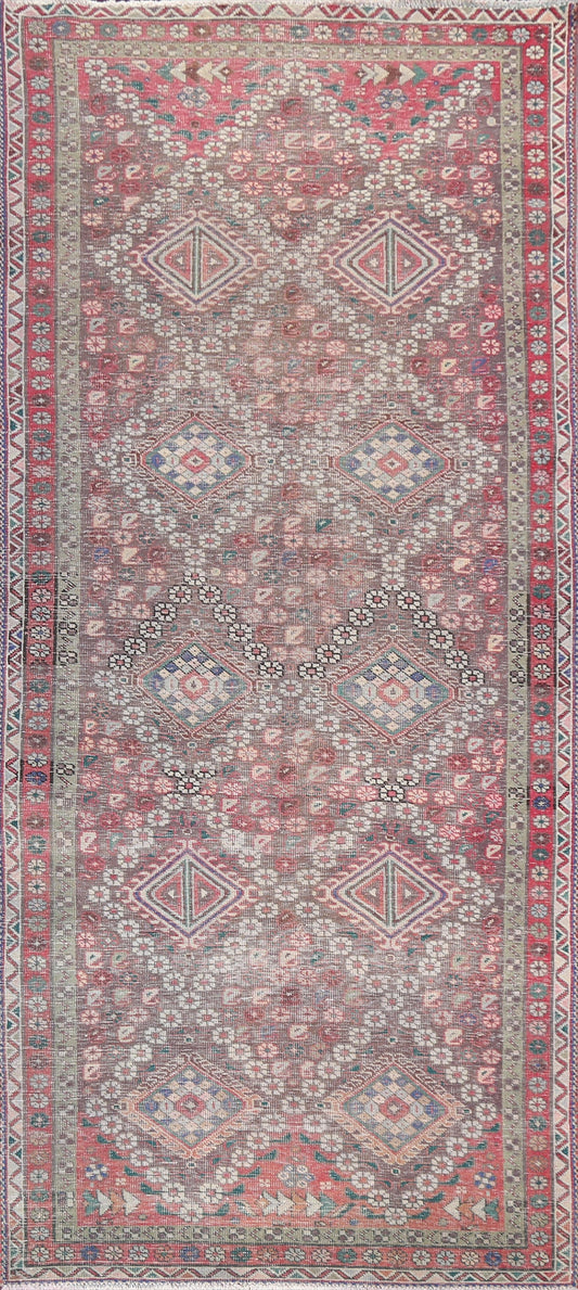 Distressed Tabriz Persian Runner Rug 4x10