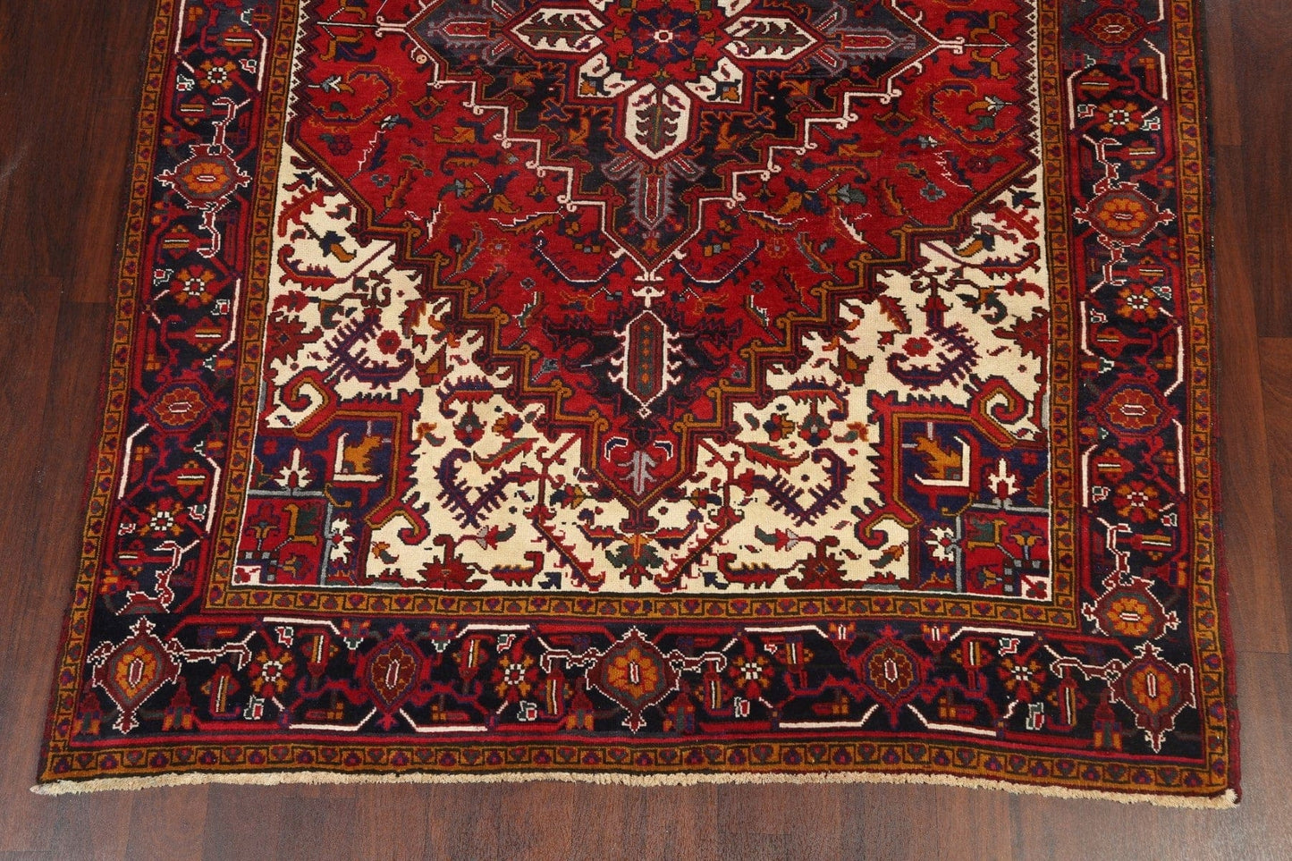 Hand-Knotted Heriz Persian Area Rug 7x9