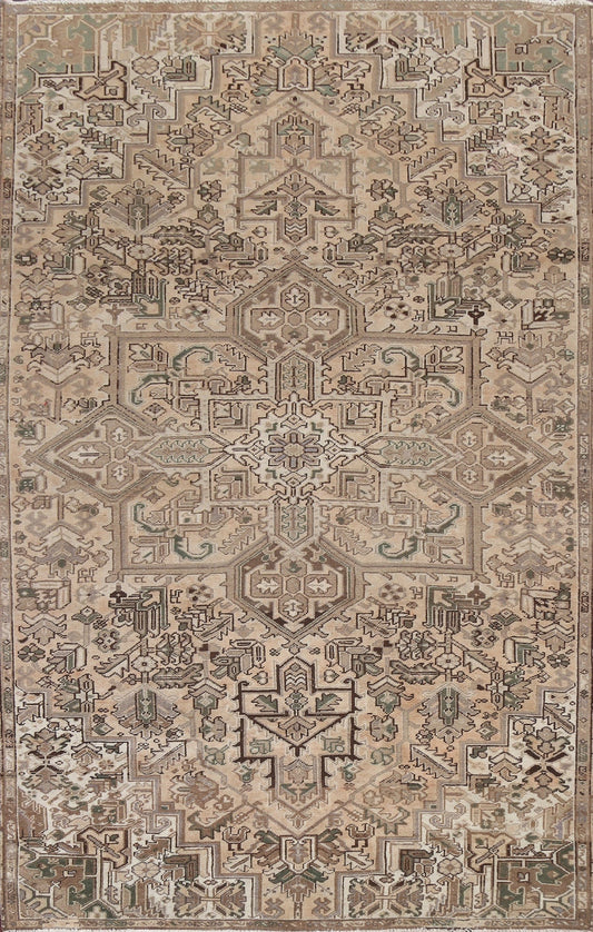 Distressed Heriz Persian Area Rug 7x11