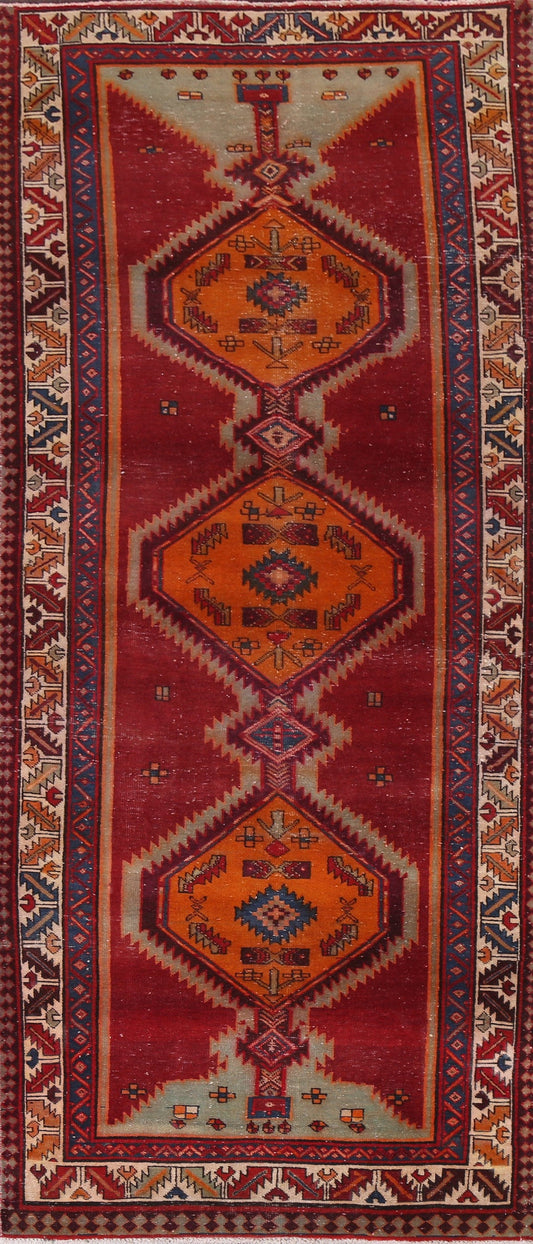 Distressed Ardebil Persian Runner Rug 4x10