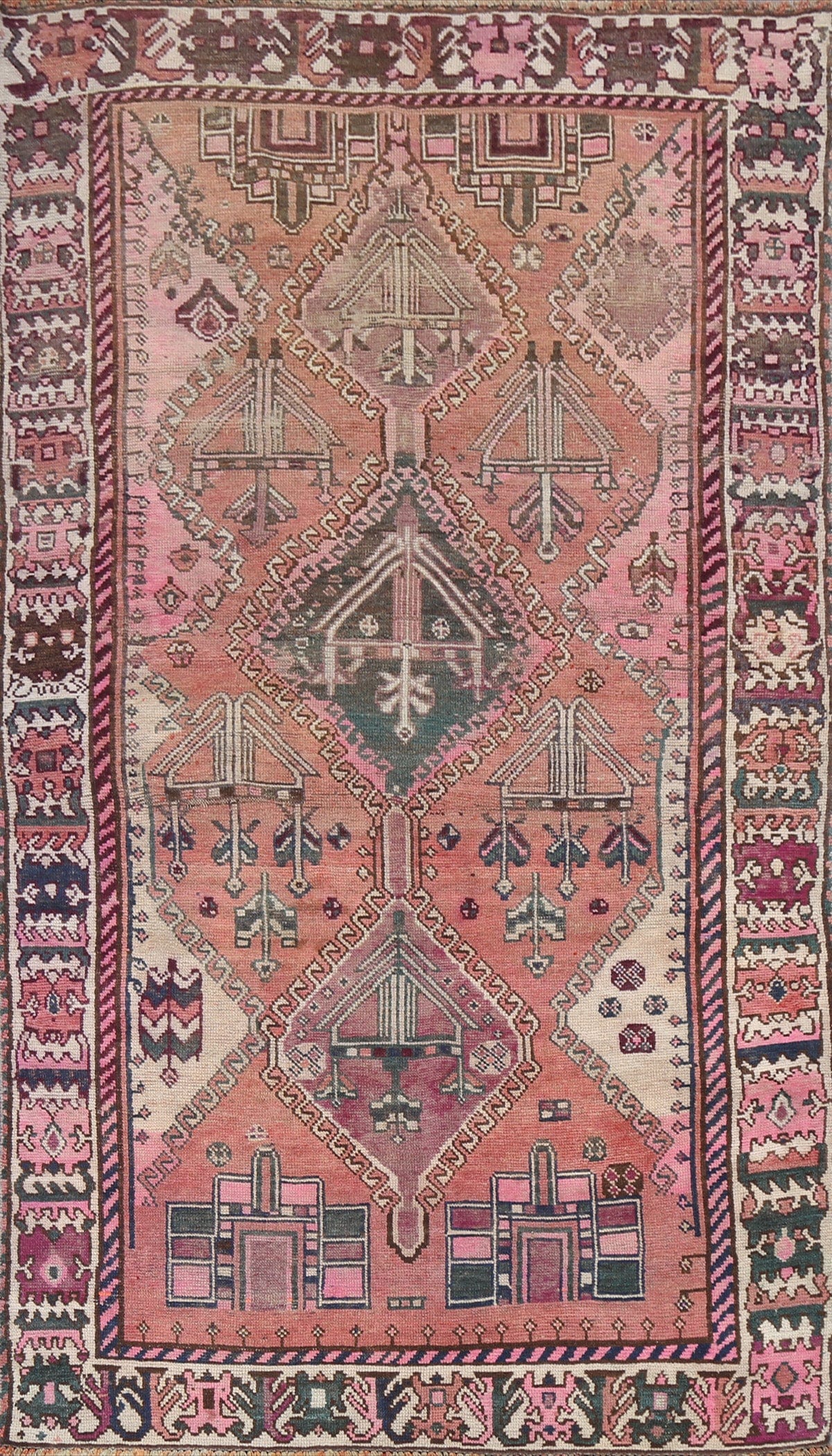 Antique Vegetable Dye Lori Persian Wool Rug 5x9