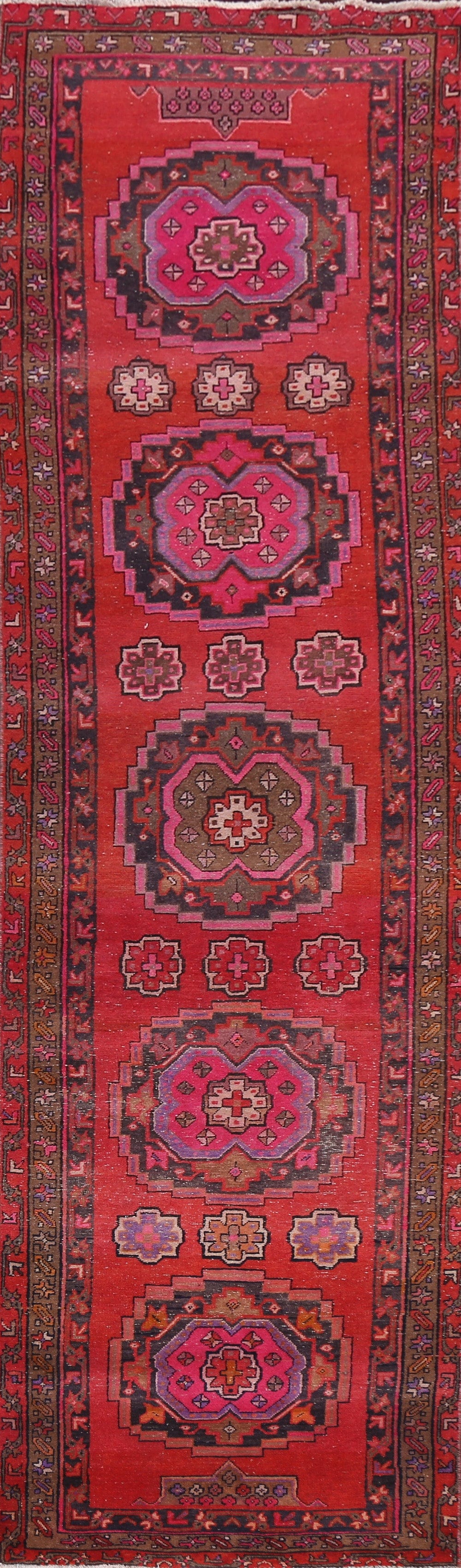 Semi-Antique Hamedan Persian Runner Rug 3x13