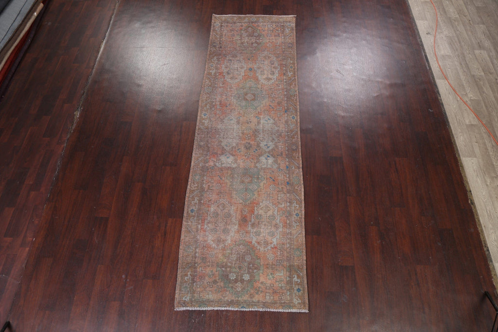 Antique Distressed Tabriz Persian Runner Rug 3x11