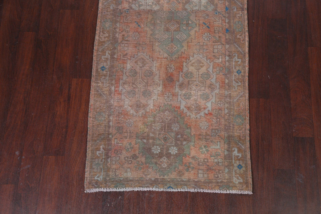 Antique Distressed Tabriz Persian Runner Rug 3x11