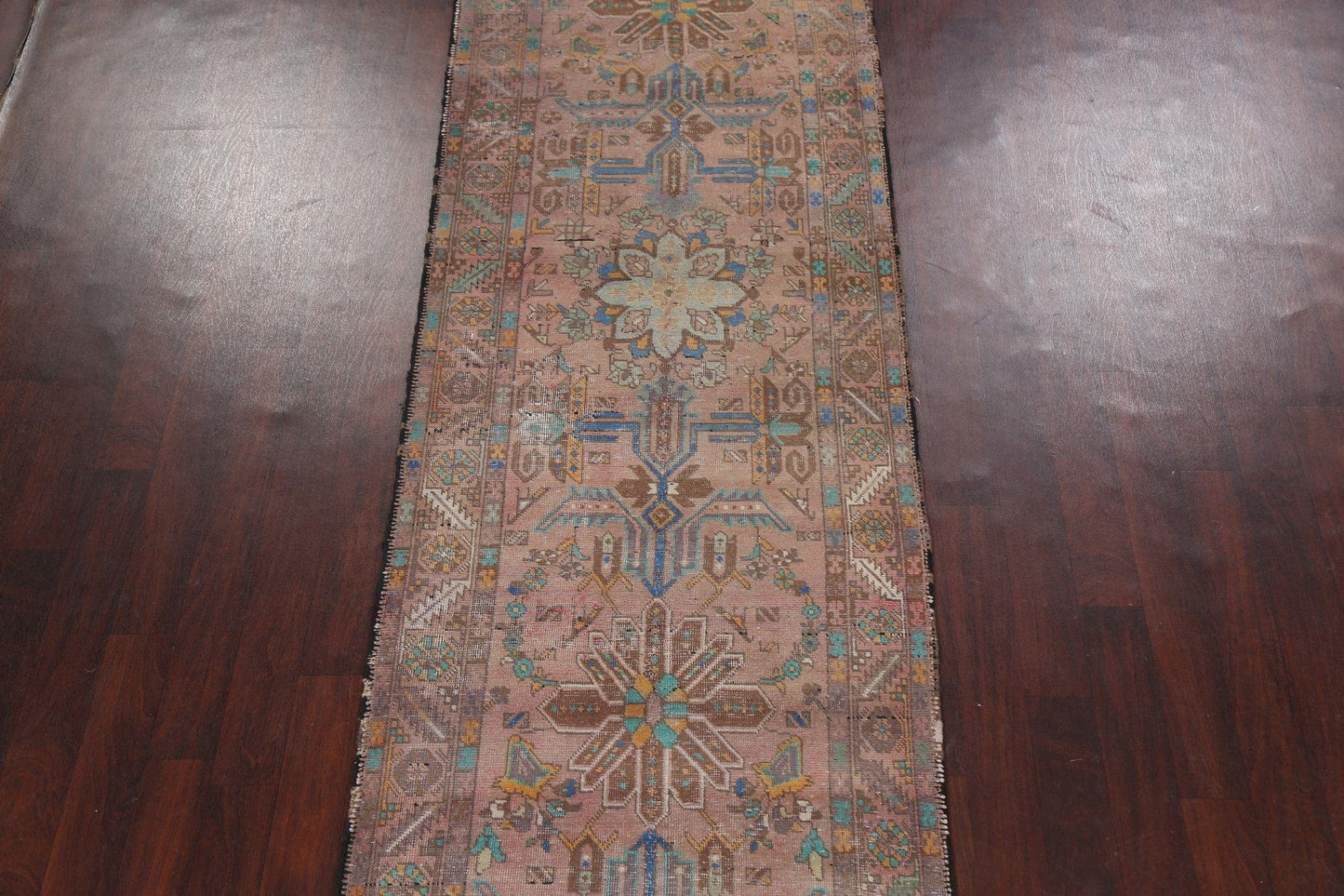 Distressed Tabriz Persian Runner Rug 4x14