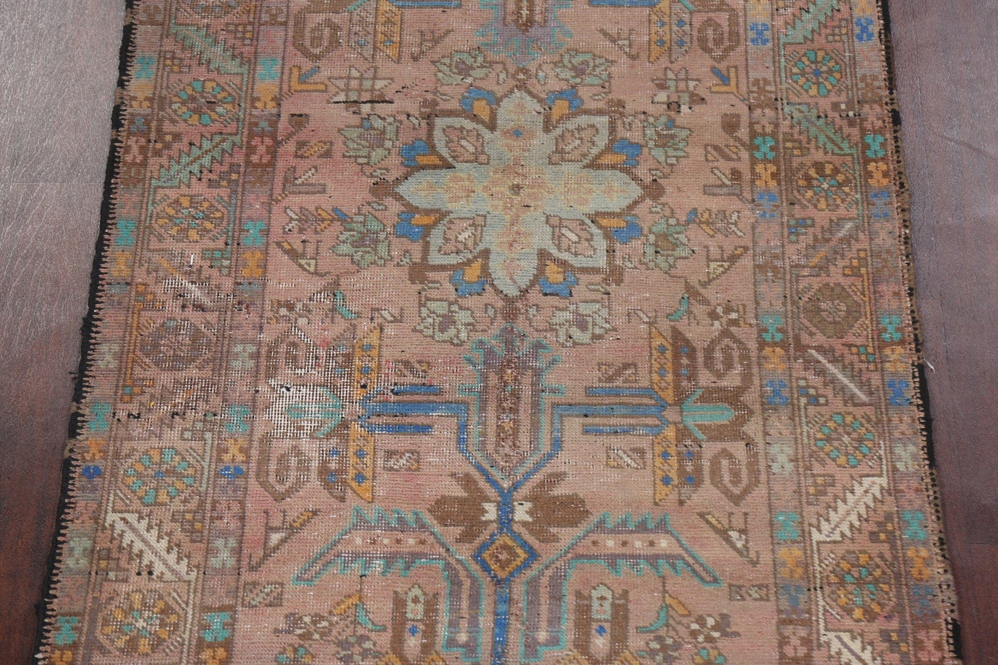 Distressed Tabriz Persian Runner Rug 4x14