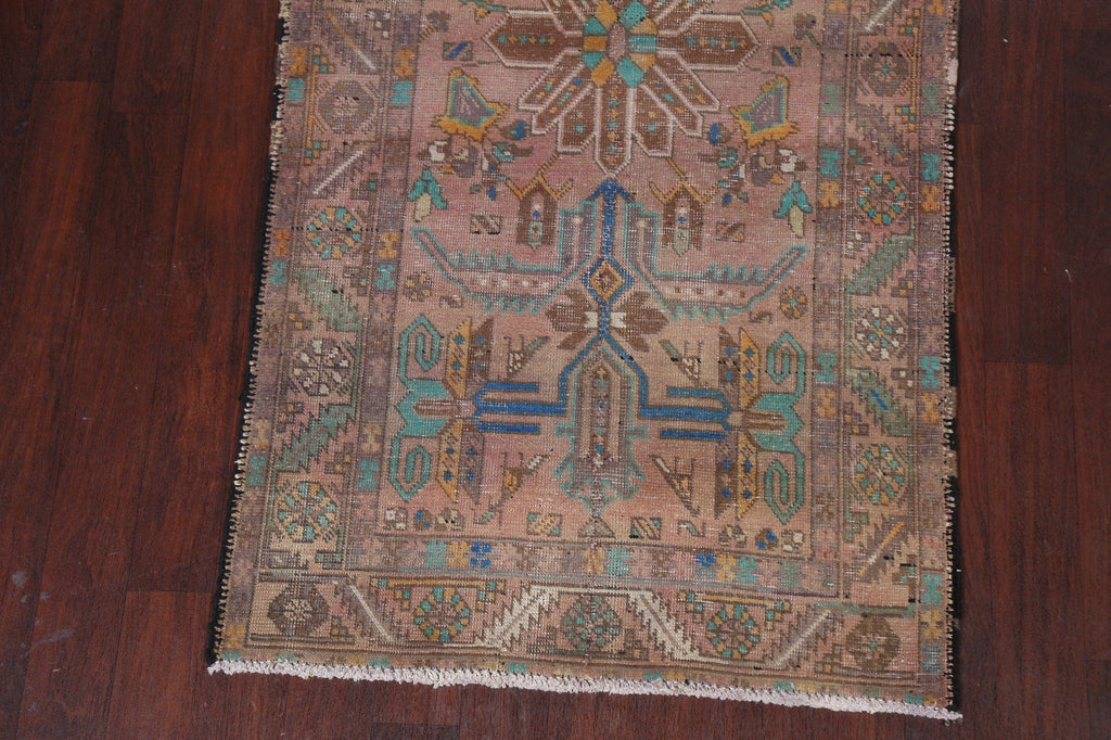 Distressed Tabriz Persian Runner Rug 4x14