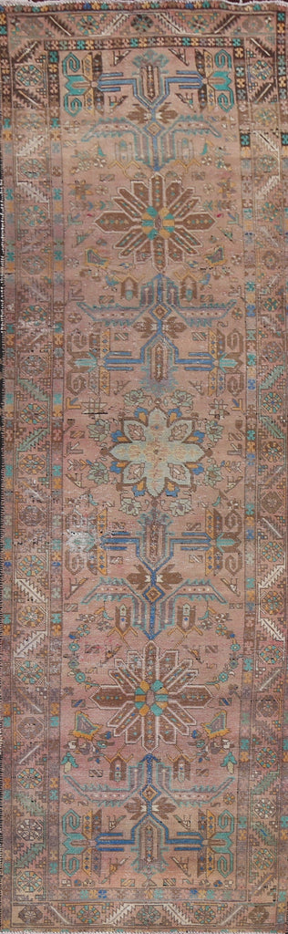 Distressed Tabriz Persian Runner Rug 4x14