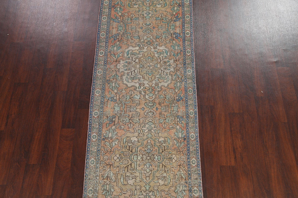 Distressed Tabriz Persian Runner Rug 3x12