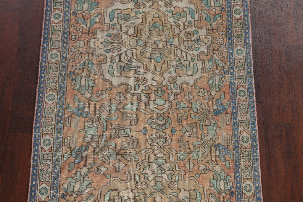 Distressed Tabriz Persian Runner Rug 3x12