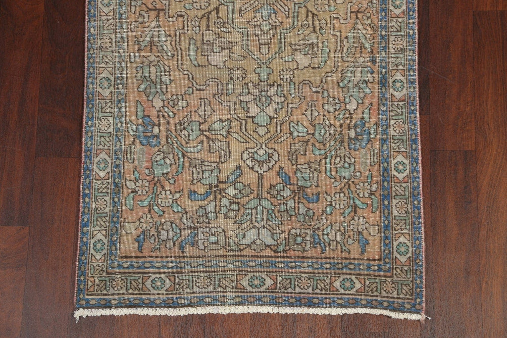 Distressed Tabriz Persian Runner Rug 3x12