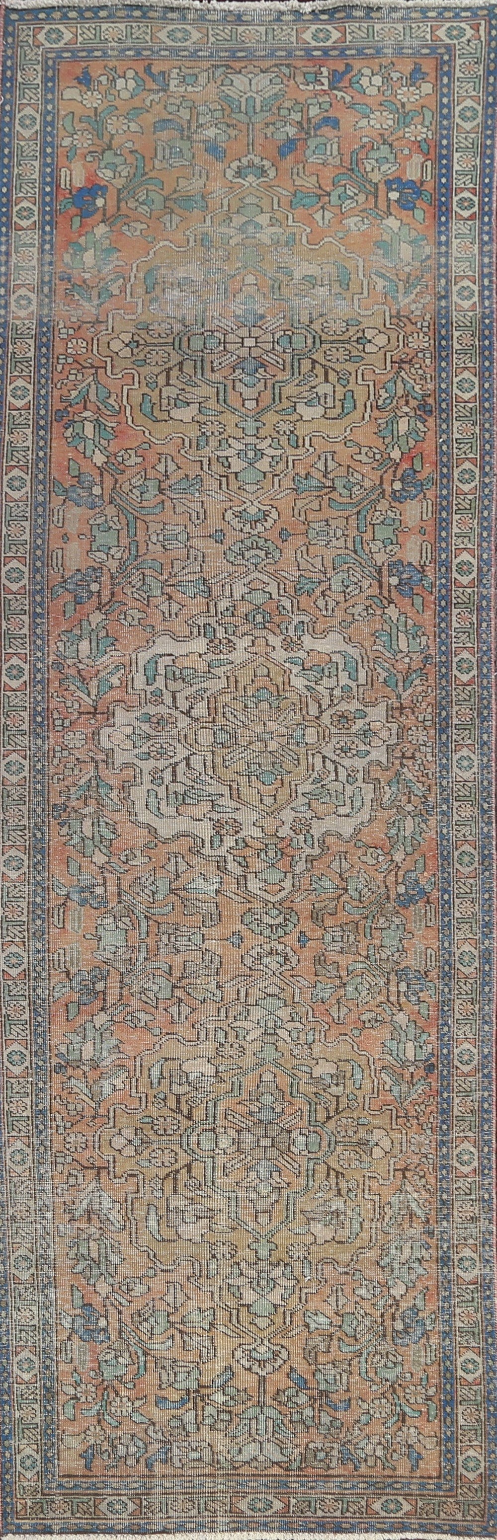 Distressed Tabriz Persian Runner Rug 3x12