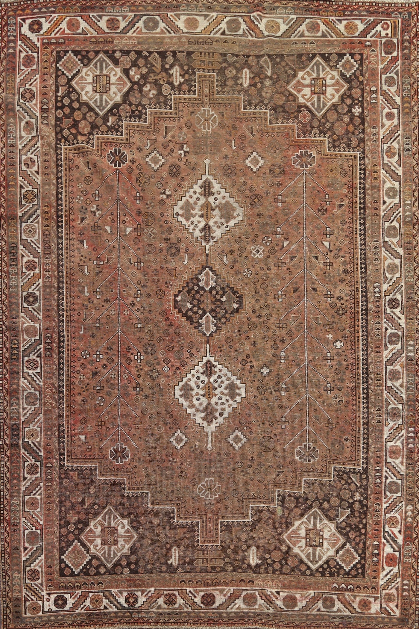 Antique Shiraz Wool Persian Area Rug 7x10