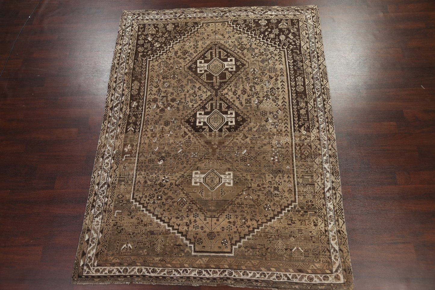 Antique Distressed Shiraz Wool Persian Area Rug 7x10