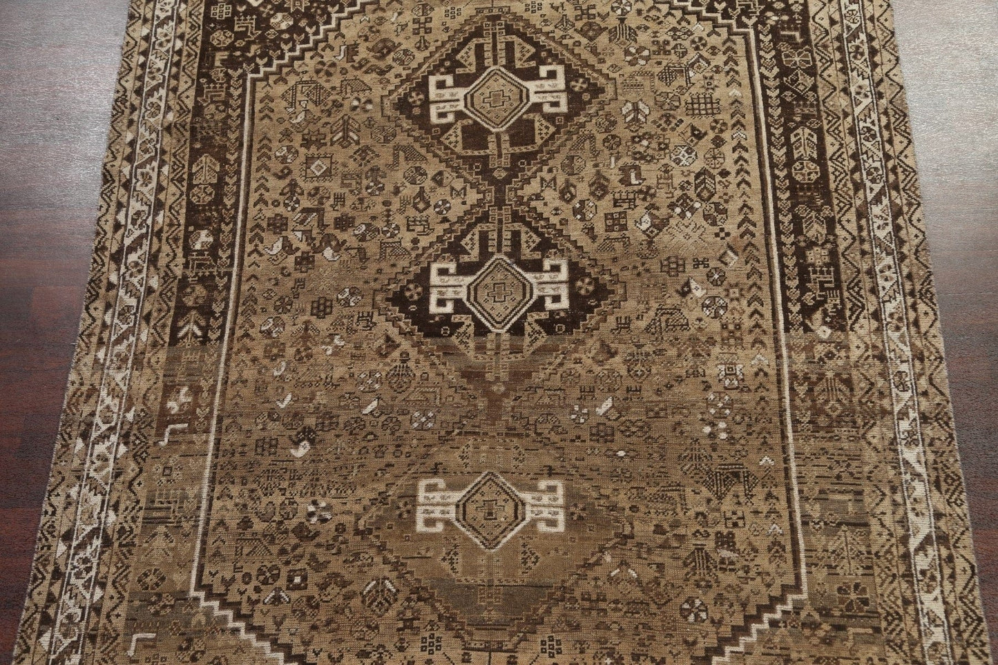 Antique Distressed Shiraz Wool Persian Area Rug 7x10