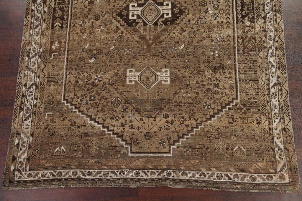 Antique Distressed Shiraz Wool Persian Area Rug 7x10