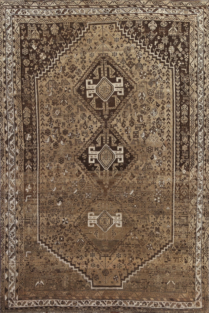 Antique Distressed Shiraz Wool Persian Area Rug 7x10