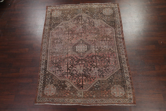 Antique Wool Qashqai Persian Rug 7x9