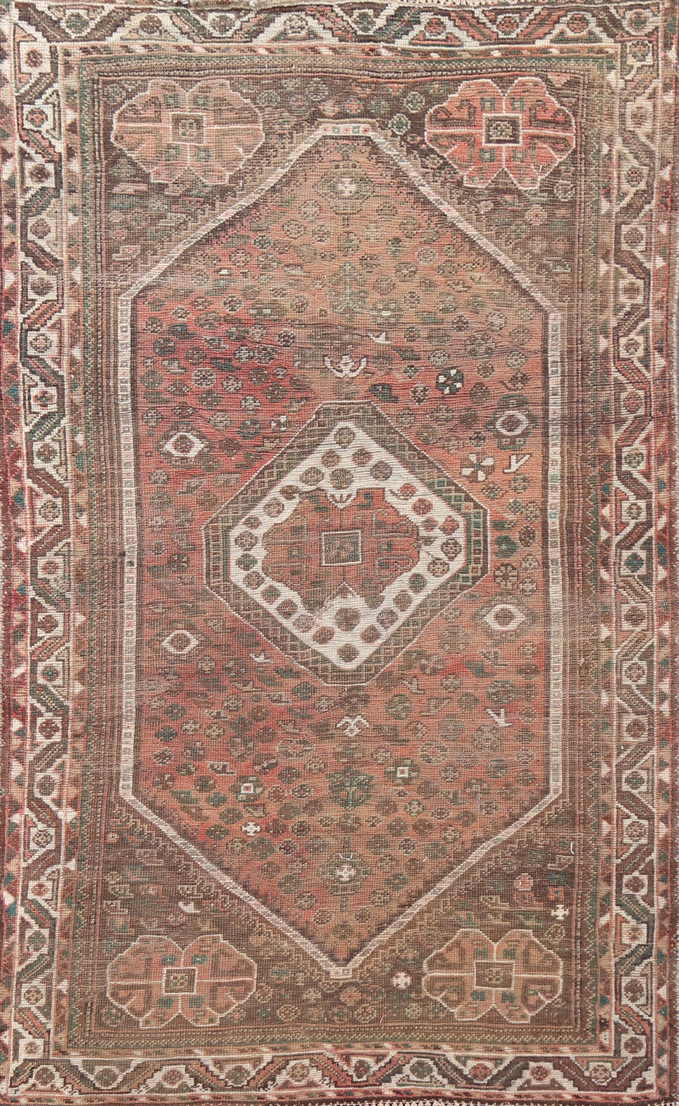 Pre-1900 Antique Shiraz Persian Area Rug 5x8