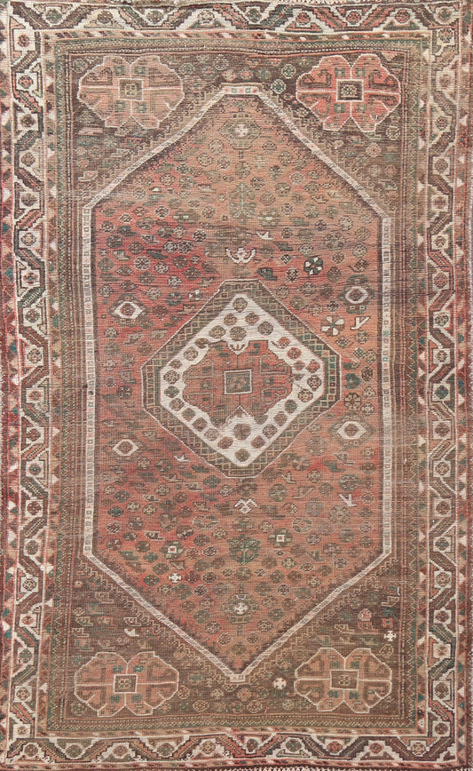 Pre-1900 Antique Shiraz Persian Area Rug 5x8