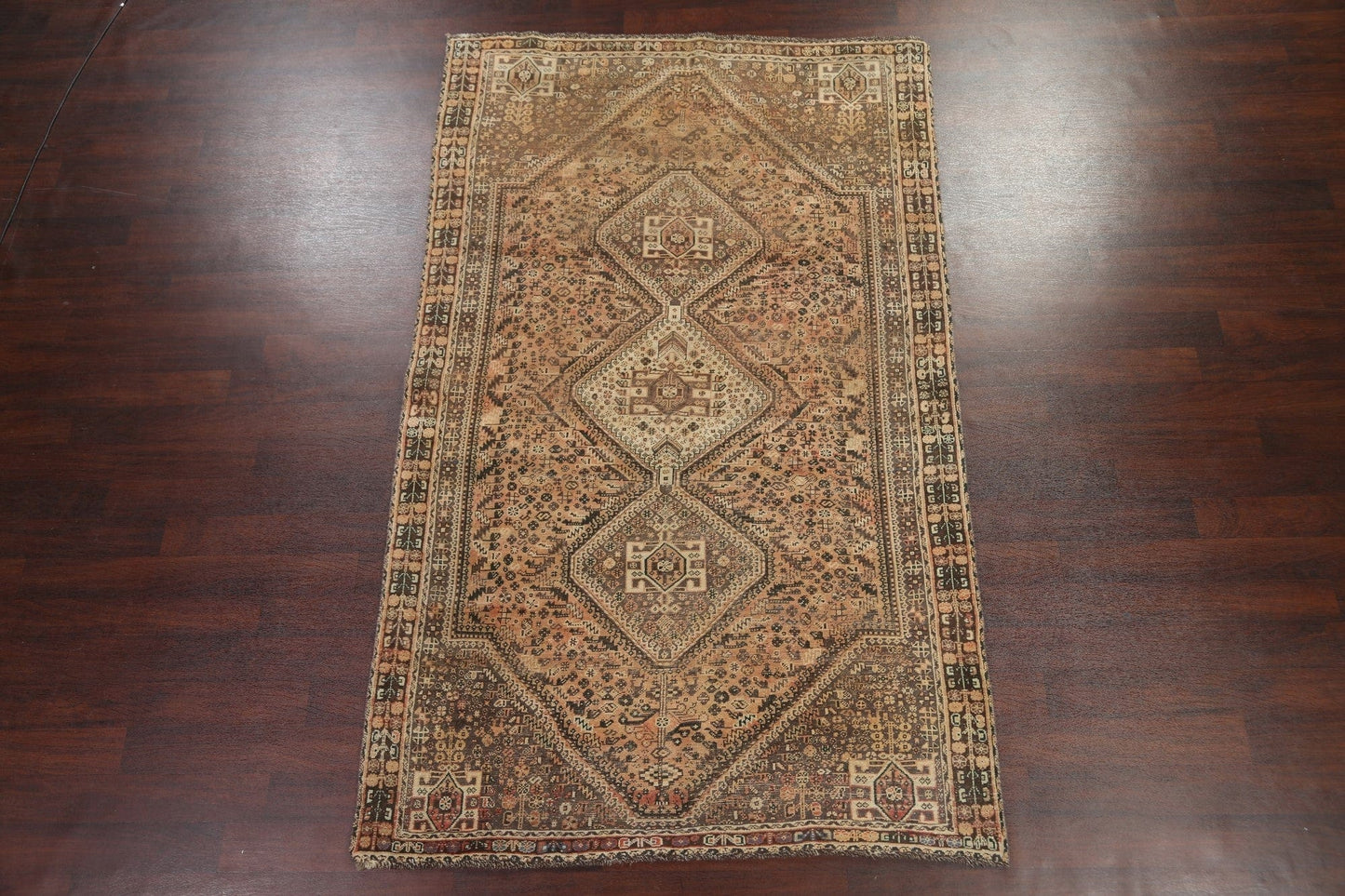 Antique Distressed Shiraz Persian Area Rug 6x9